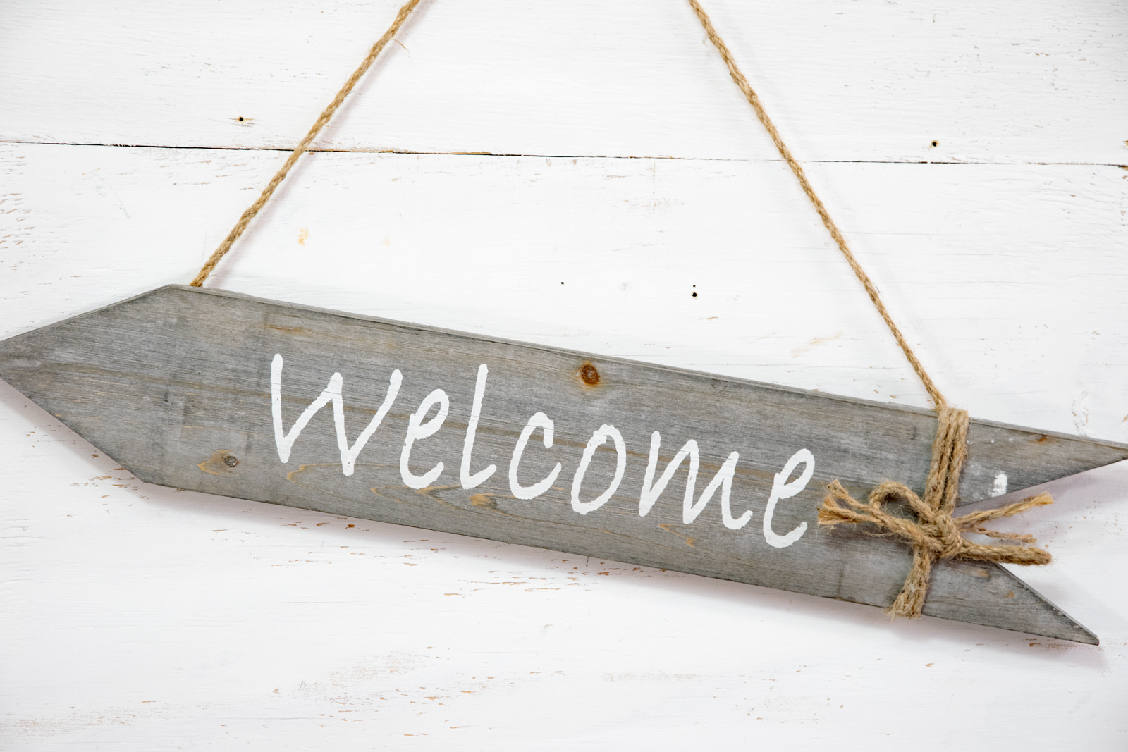 Türschild Welcome Holz graubraun Maritim Landhausstil