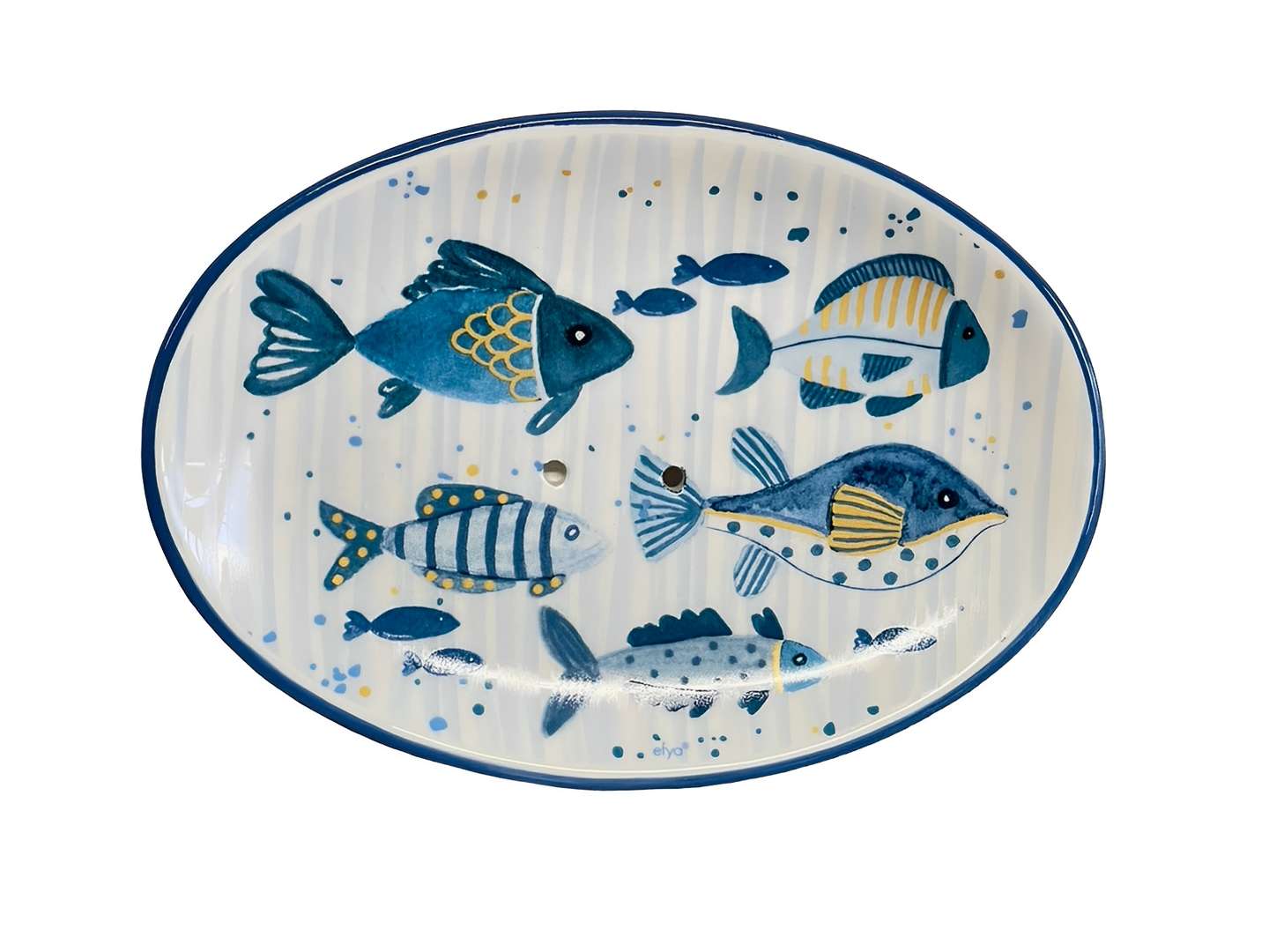 Maritime Seifenschale Seifenablage mit Fischen aus Steingut