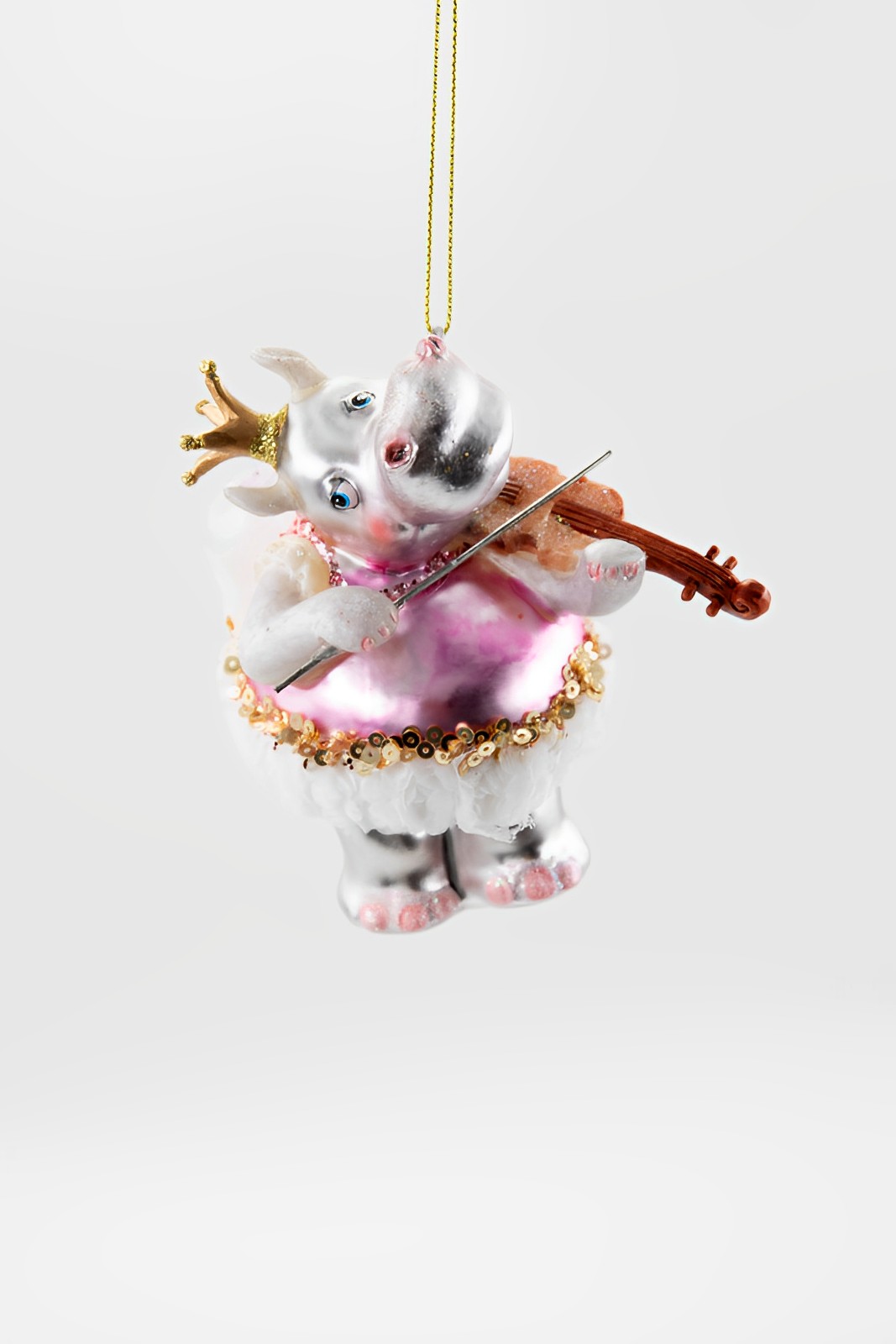 Weihnachtsschmuck Hänger Nilpferd mit Geige