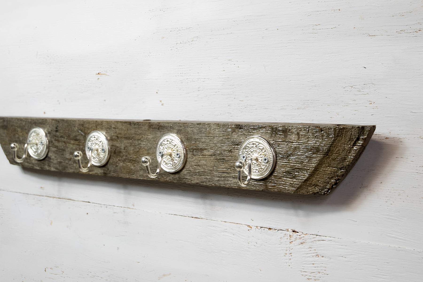 Garderobe Hakenleiste Rustikal Vintage Antik 4 Haken silber