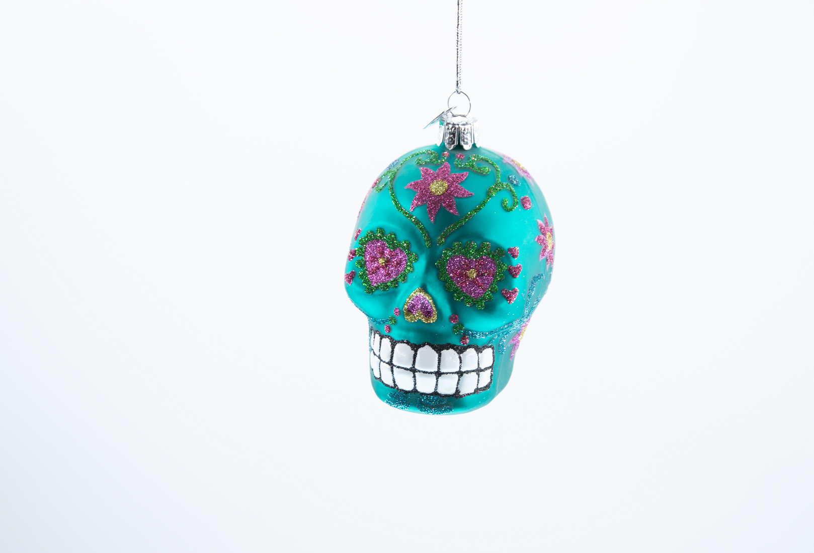 Totenkopf Skull türkis Weihnachtsschmuck  