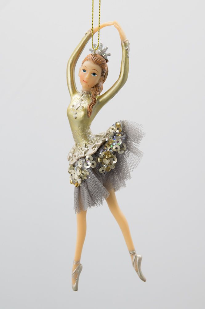Ballerina creme/lila/grau Tänzerin Christbaumschmuck