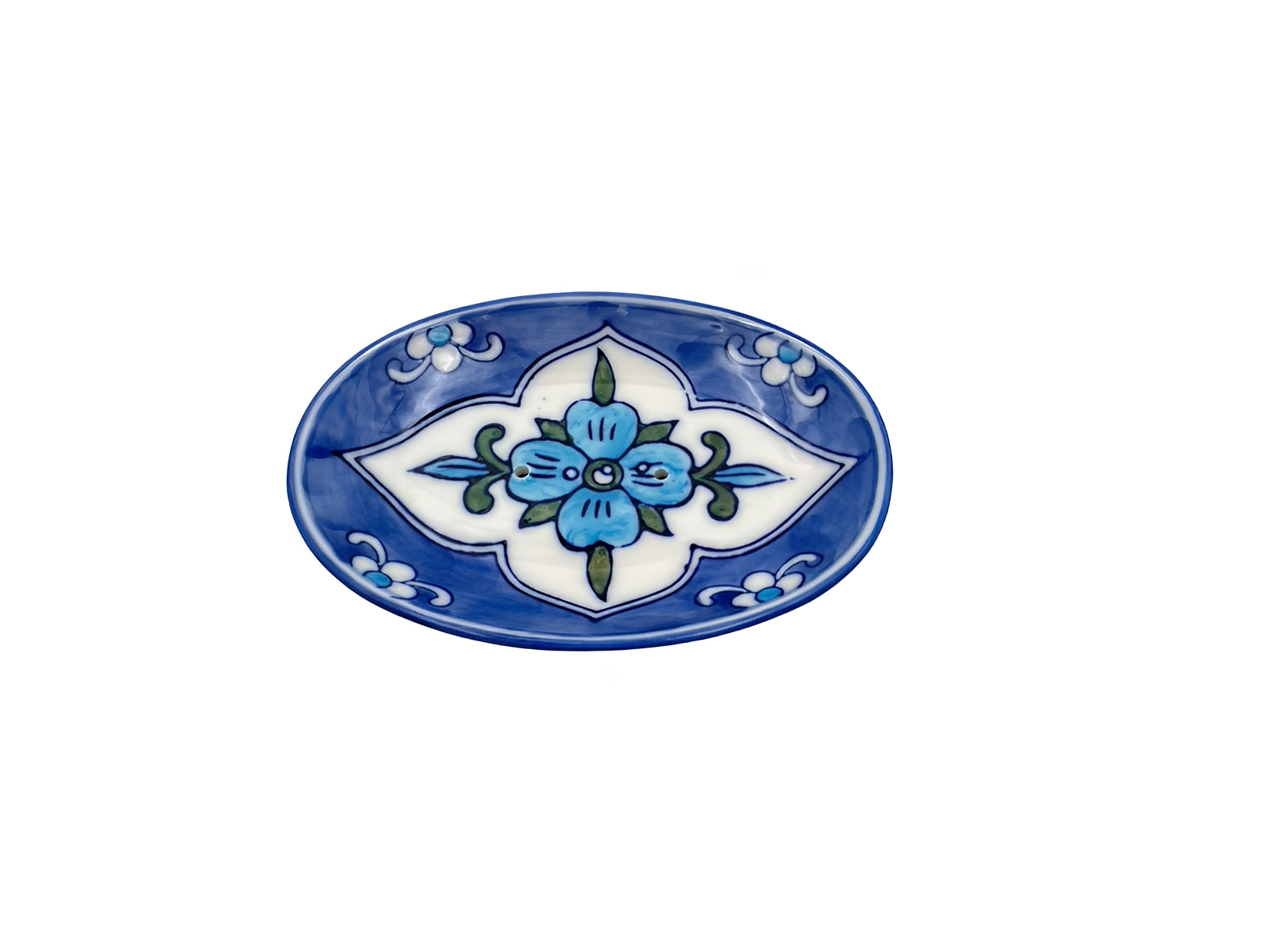 Seifenschale Blume oval Steingut glasiert
