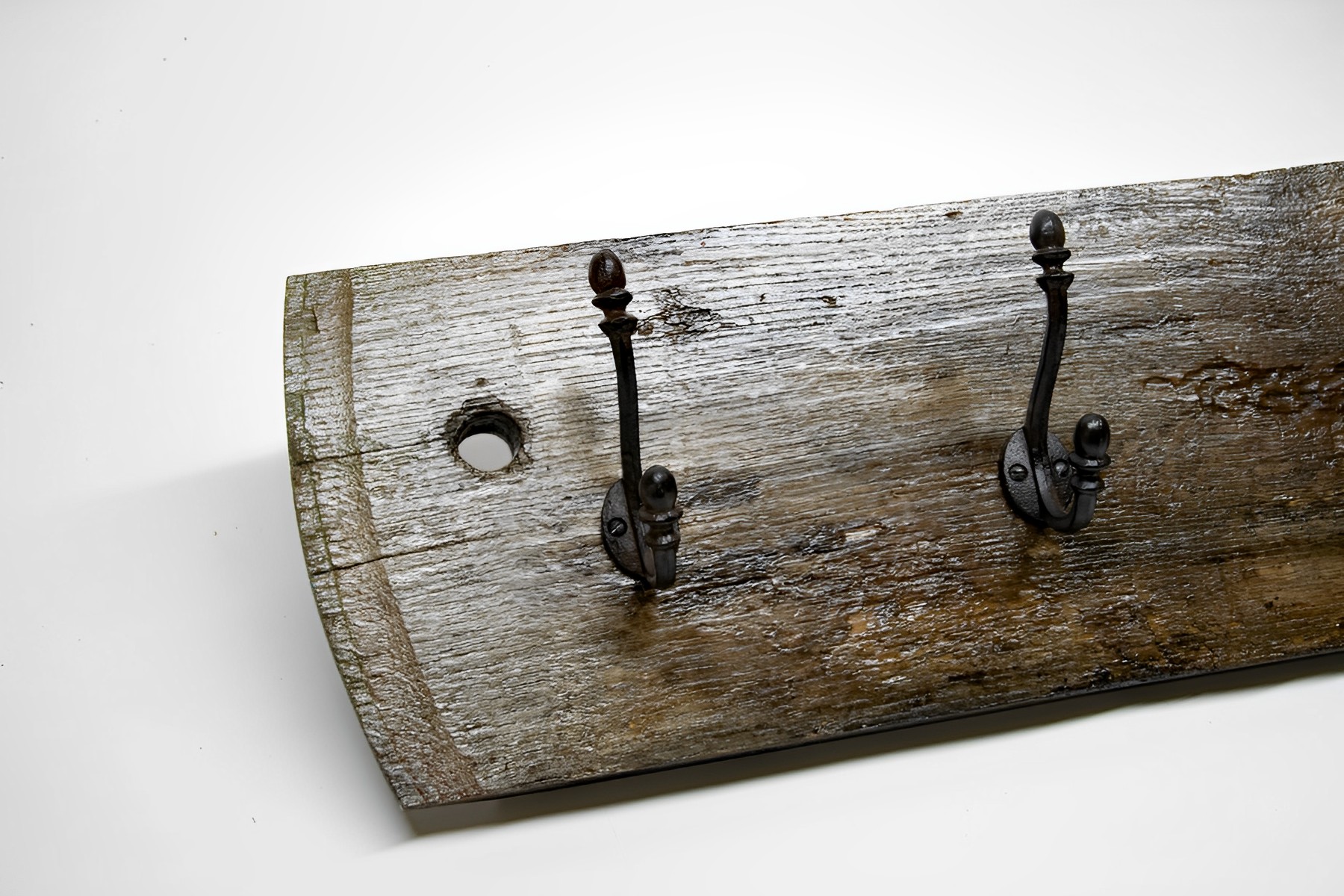 Garderobe Hakenleiste Rustikal Vintage Antik mit 4 schwarzen Haken