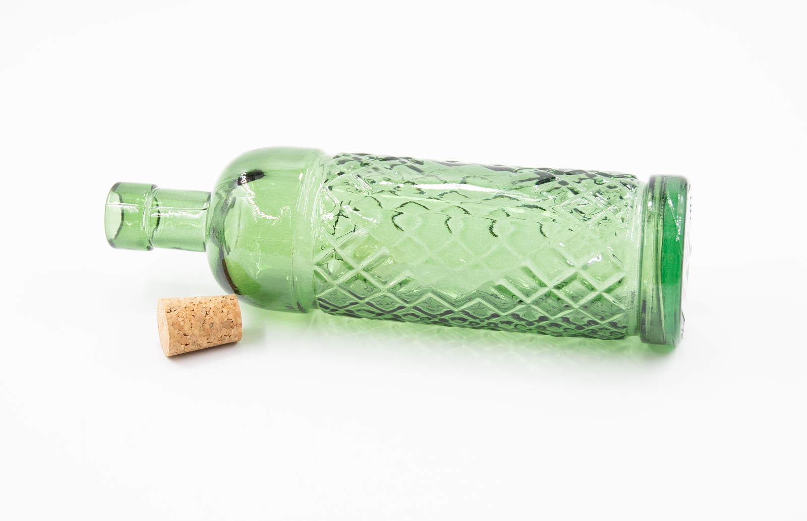 Glasflasche mit Korkverschluß 450ml Essig / Öl Landhausstil