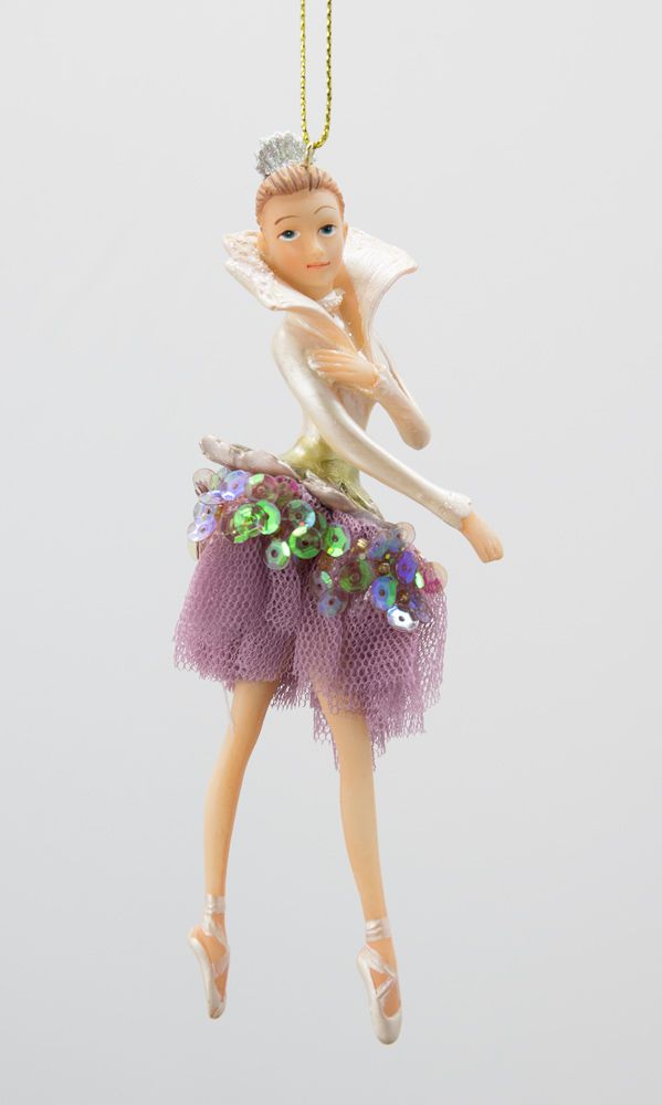 Ballerina creme/lila/grau Tänzerin Christbaumschmuck