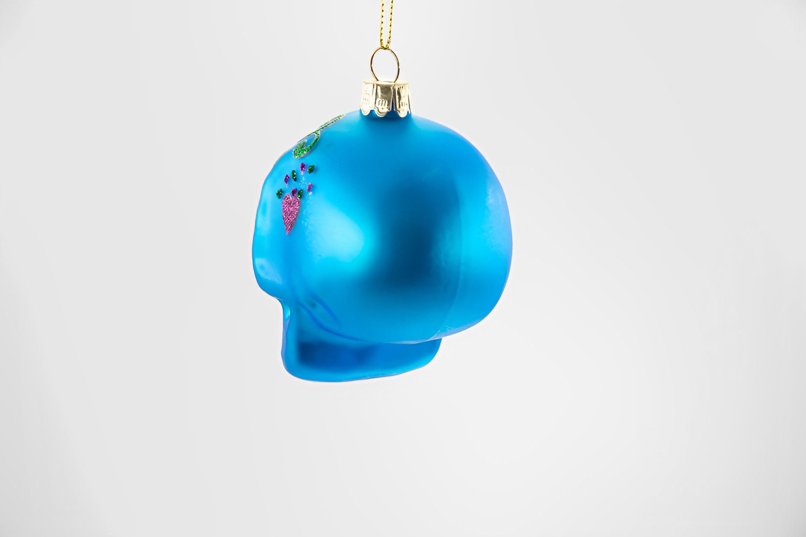 Totenkopf blau Glas Weihnachtsschmuck  