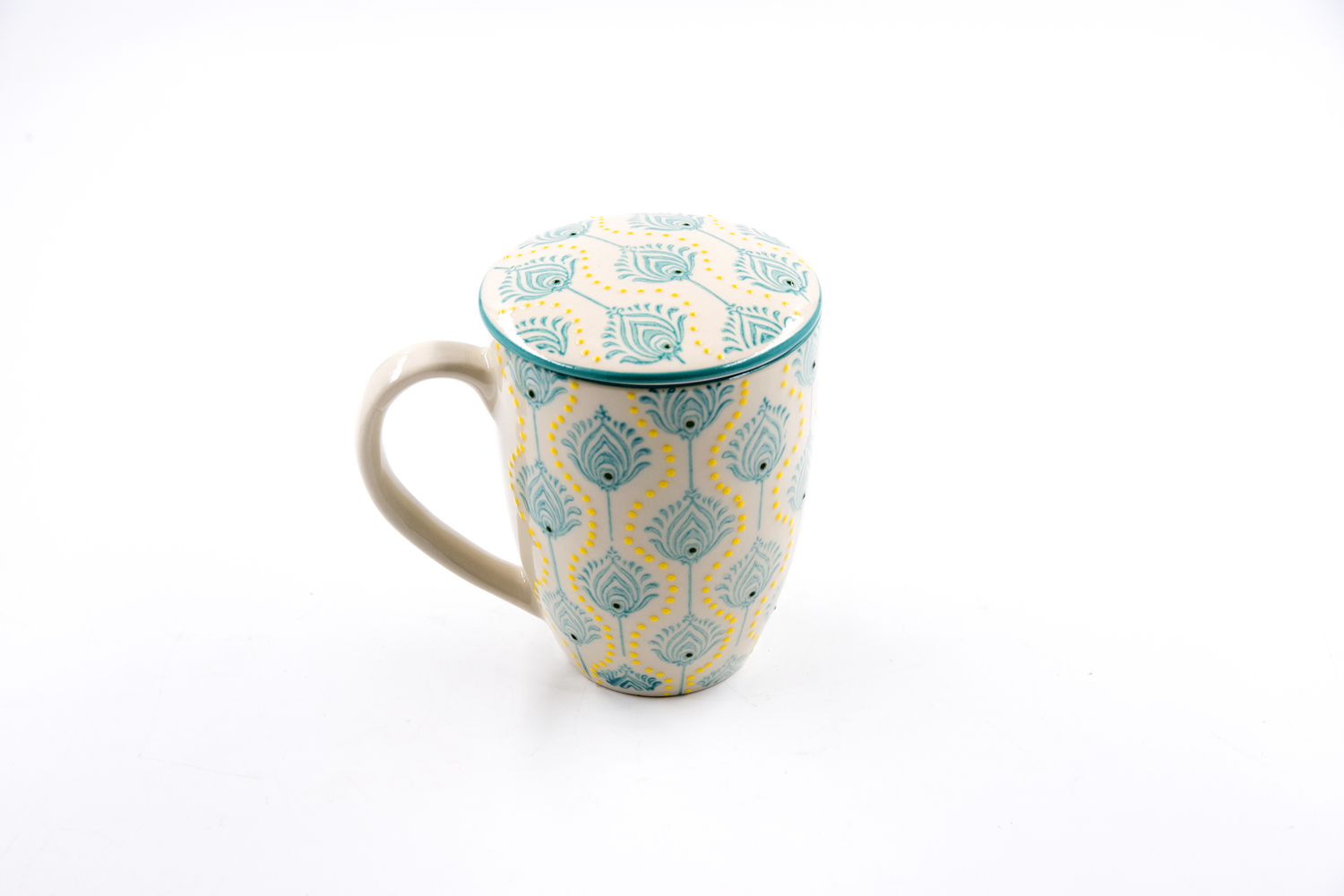 Teetasse mit Teesieb und Deckel Steingut BOHO CHIC 400ml