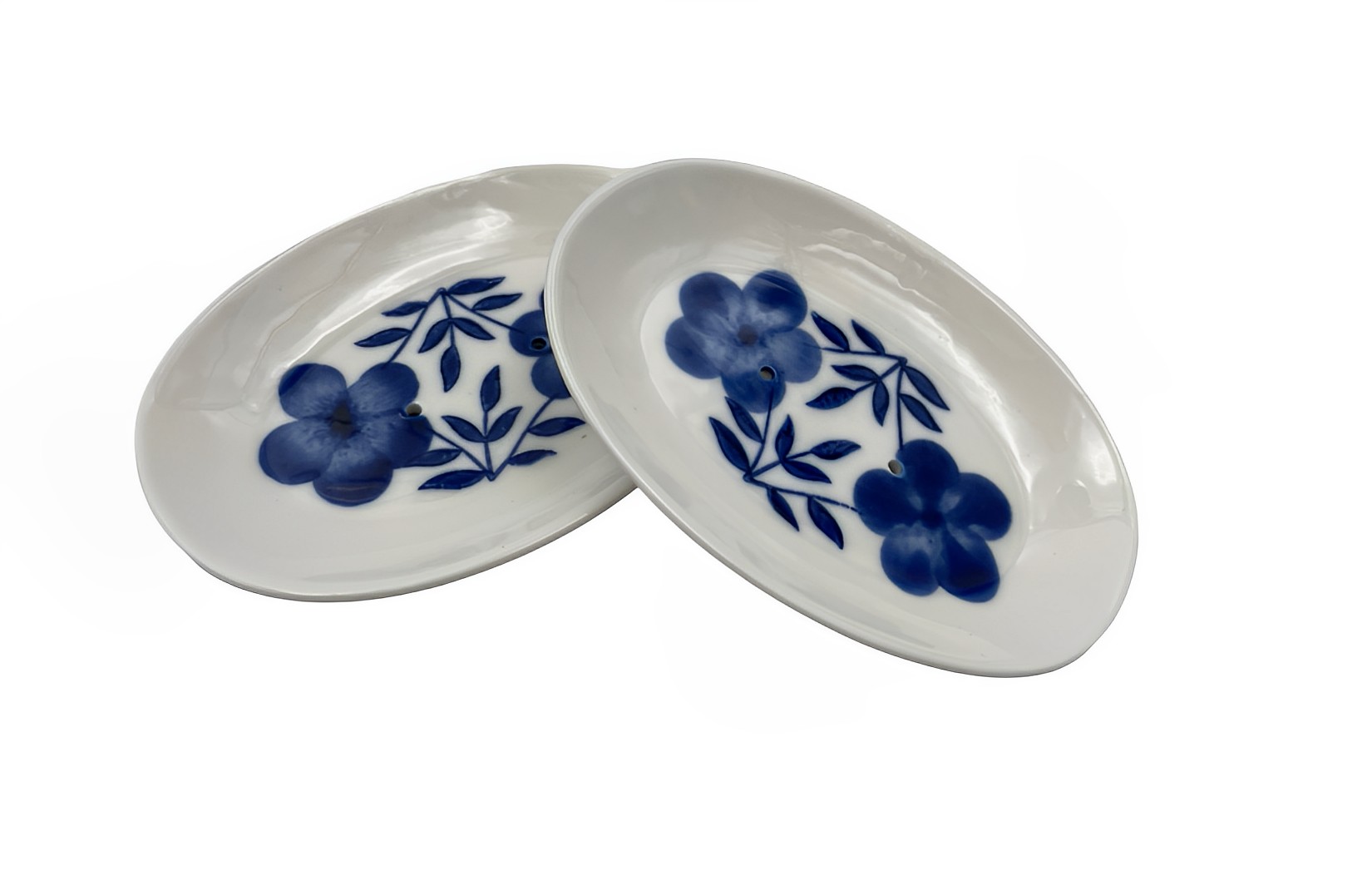 Seifenschale Blumen oval Steingut glasiert