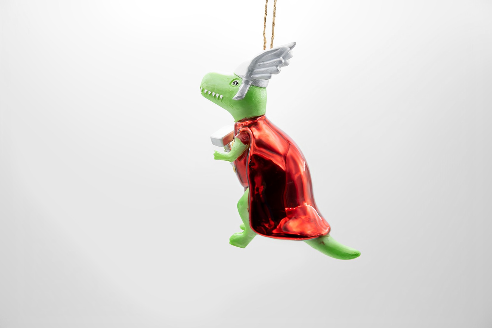 Sass & Belle T-Rex Thor mit Hammer Weihnachtsschmuck   