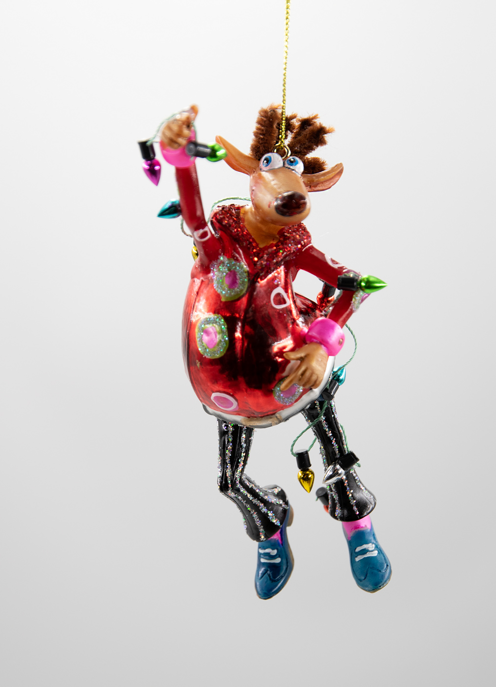 Weihnachtsschmuck Hänger Tanzendes Rentier mit Lichterkette