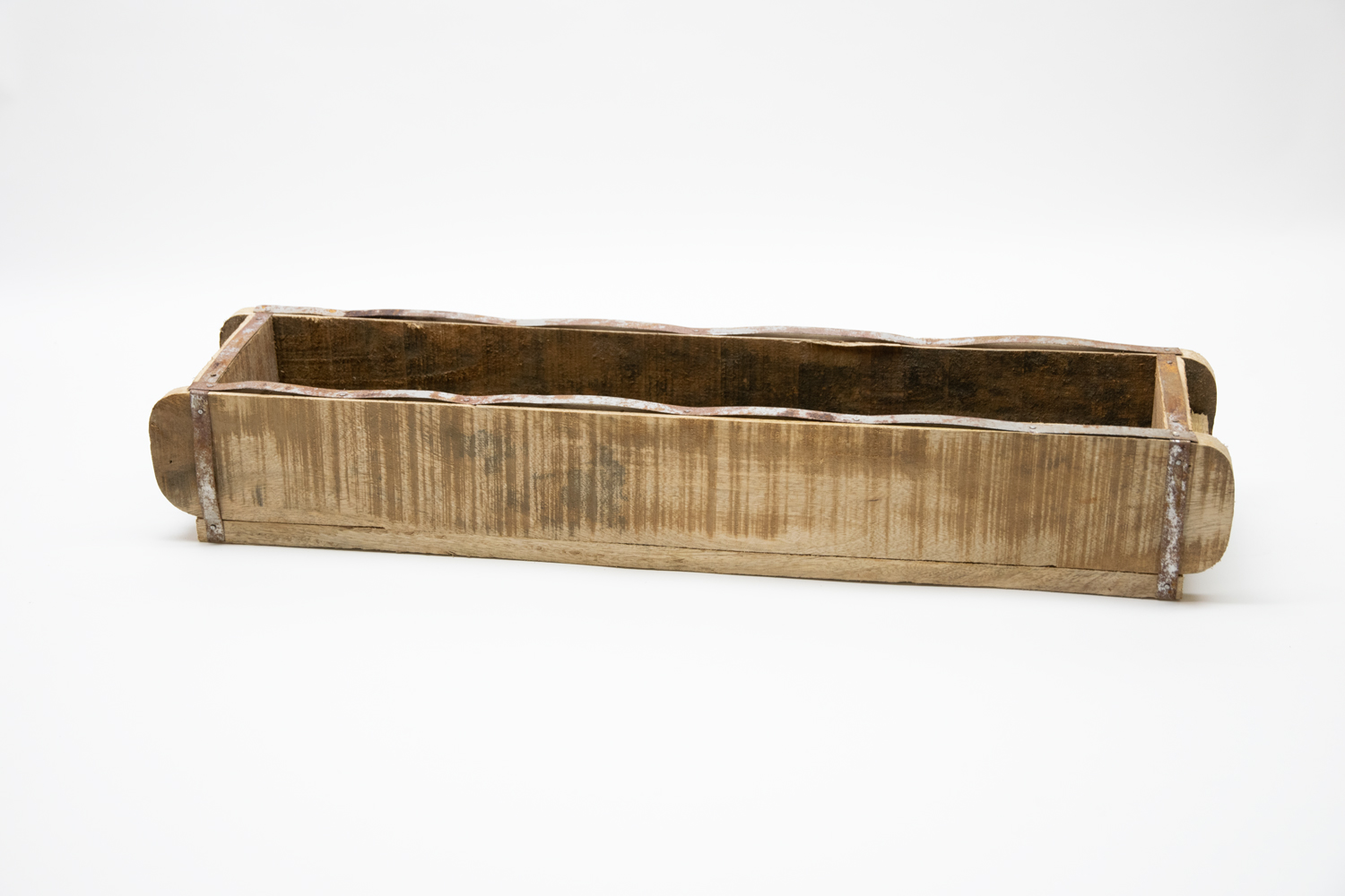 Kasten Ziegelform Holz braun lang Industriestil Landhausstil
