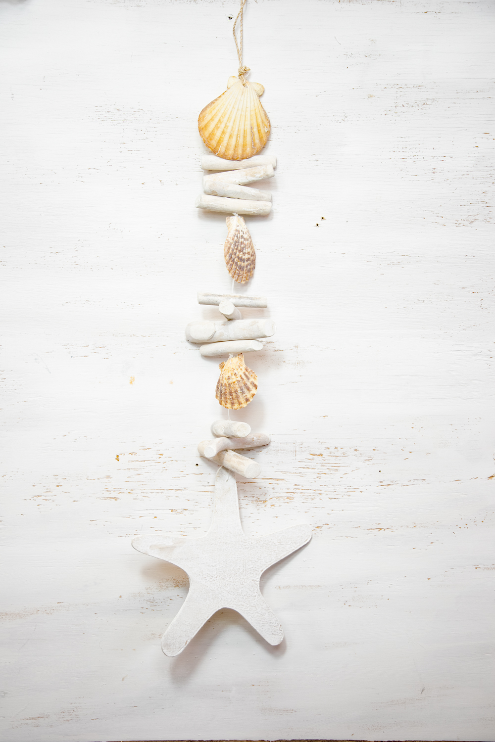 Deco Seestern Girlande weiss Holz Maritim